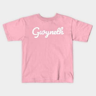 Gwyneth White Cursive Script Kids T-Shirt